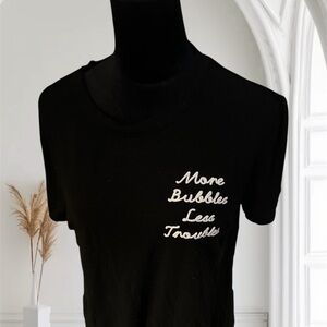 Express Black Tee with White  Script Slogan